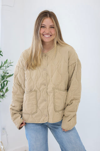 Warm Thoughts Quilted Jacket in Taupe
