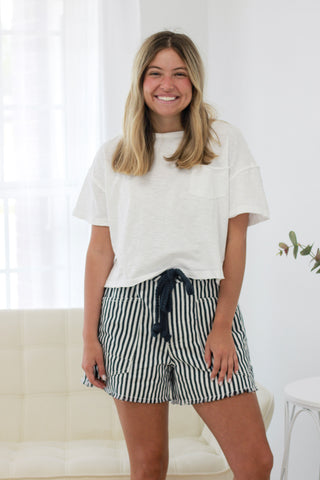 Beach Walk Navy Striped Shorts