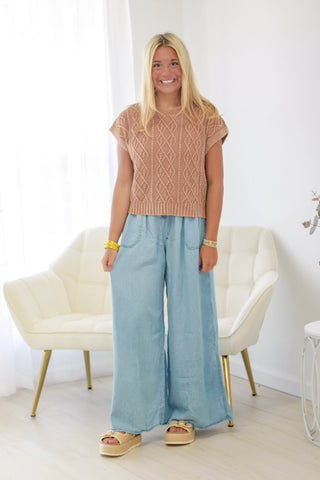 On Your Love Textured Short Sleeve Sweater