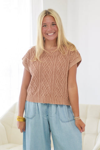 On Your Love Textured Short Sleeve Sweater