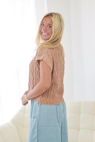 On Your Love Textured Short Sleeve Sweater