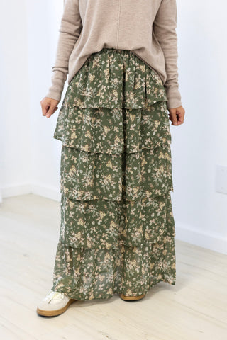 Romantic Fall Ditzy Floral Maxi Skirt