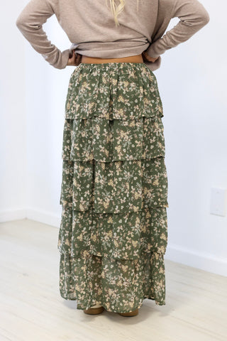 Romantic Fall Ditzy Floral Maxi Skirt
