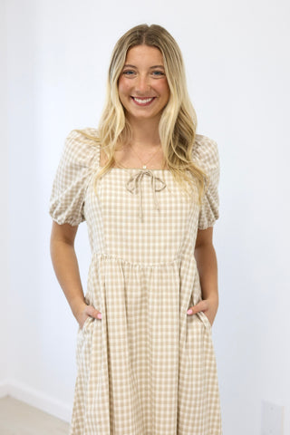 Sweet Gingham Midi Dress