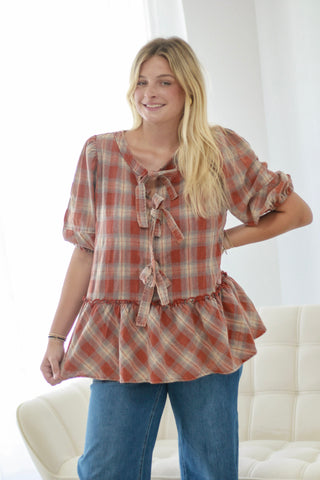 Knot Your Average Plaid Blouse