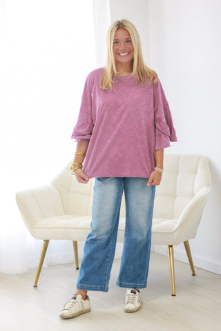 In Good Shape Ruffle Sleeves Top