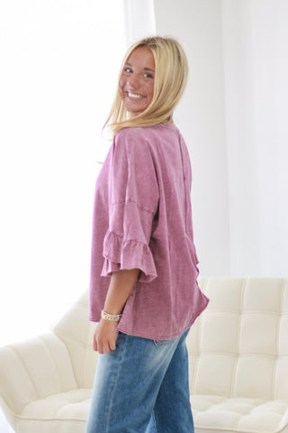 In Good Shape Ruffle Sleeves Top