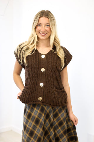Intense Feelings Sweater Vest in Chocolate Brown