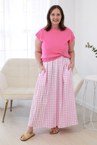 Pretty in Pink Gingham 2 Piece Dress/Sweater