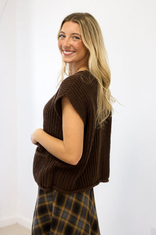 Intense Feelings Sweater Vest in Chocolate Brown