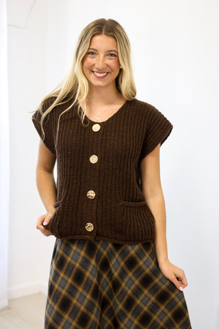 Intense Feelings Sweater Vest in Chocolate Brown