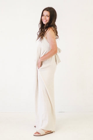 Outdoor Events Wide Leg Jumpsuit in Oatmeal