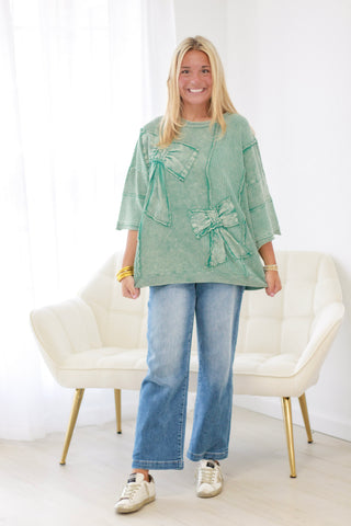 Tied Up In You Pullover in Teal Blue