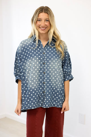 Spotted Your Way Denim Top