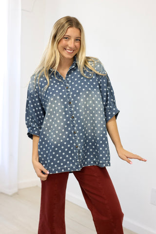Spotted Your Way Denim Top