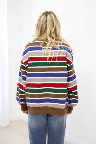 Best Day Ever Striped Mineral Wash Pullover