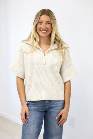 Hoping for This Half Zip Sweater in H. Gray
