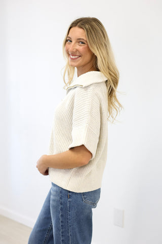 Hoping for This Half Zip Sweater in H. Gray