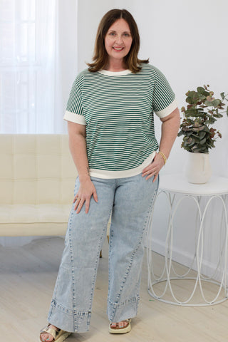 The Coastal Striped Tee in Green