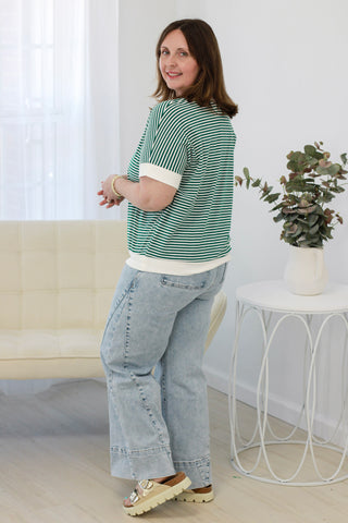The Coastal Striped Tee in Green