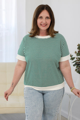 The Coastal Striped Tee in Green