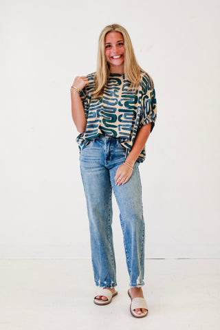 Geometric Glow Blouse in Seashore