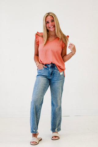 Azure Aura Sleeveless Blouse in Terracotta
