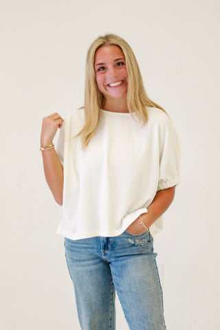 Spring Fling Textured Blouse in Off White