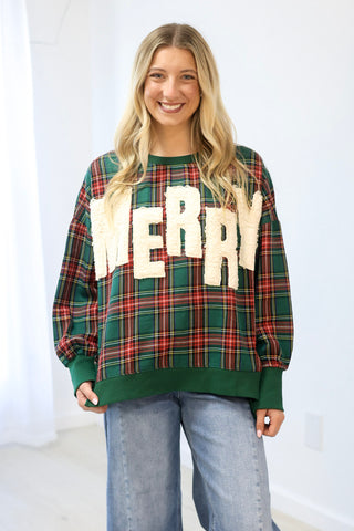 Classic Christmas Plaid Merry Pullover