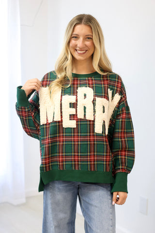 Classic Christmas Plaid Merry Pullover