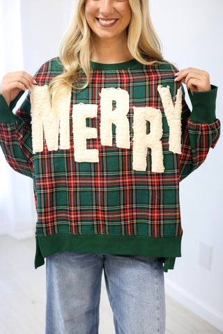 Classic Christmas Plaid Merry Pullover
