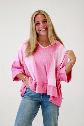 Contemporary Cool Oversize Top in Blush/Pink