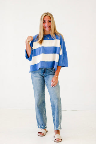 Party All Day Crop T-Shirt in Blue