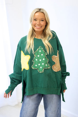 Festive Feeling Pullover in Green
