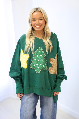 Festive Feeling Pullover in Green