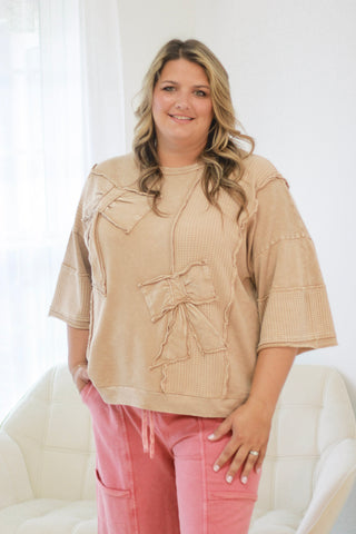 Tied Up In You Pullover in Latte