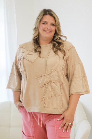 Tied Up In You Pullover in Latte