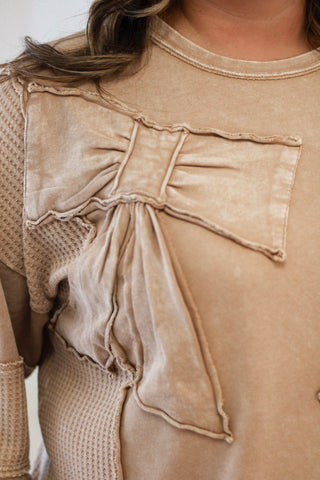 Tied Up In You Pullover in Latte