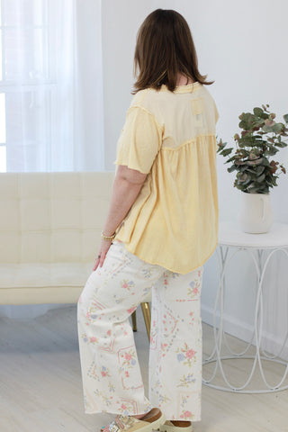 Casual Fling Button Up Top in Butter