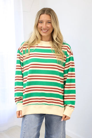 Holiday Cheer Striped Pullover