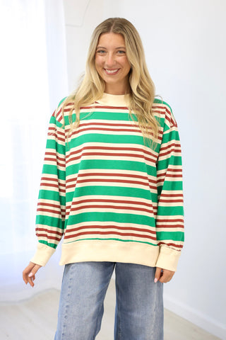 Holiday Cheer Striped Pullover