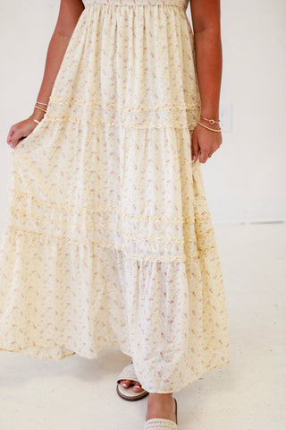 Meadow Magic Floral Print Smocked Maxi Dress in Rose Floral