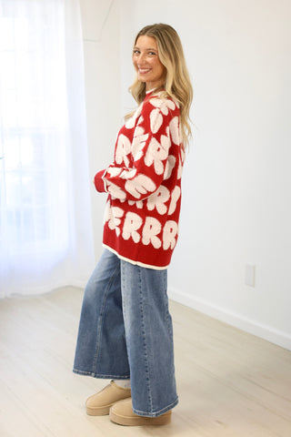 Merry Holiday Fuzzy Knit Sweater