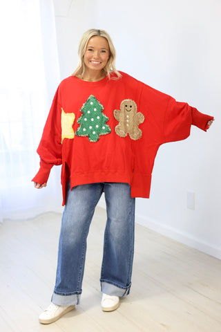 Festive Feeling Pullover in Red