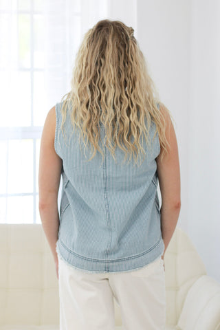 Round Up Denim Button Up Tank