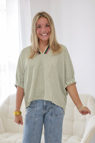 In the Know Stripe Blouse