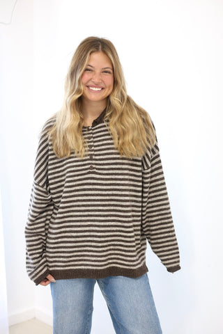 Falling in Love With This Striped Henley Sweater
