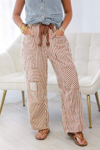 Dream Chaser Stripe Pants in Caramel