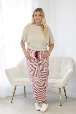 Dream Chaser Stripe Pants in Raspberry
