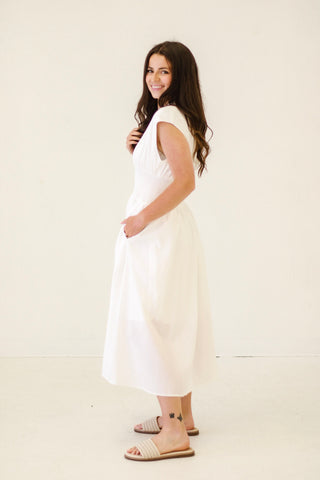 Party Glam  Midi Dress in White